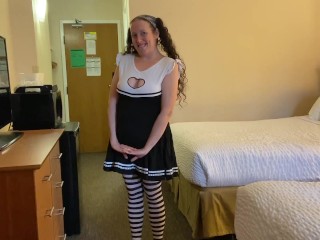 My voluptuous vixen the hot cheerleader at a private Halloween tryout for her big horny coach